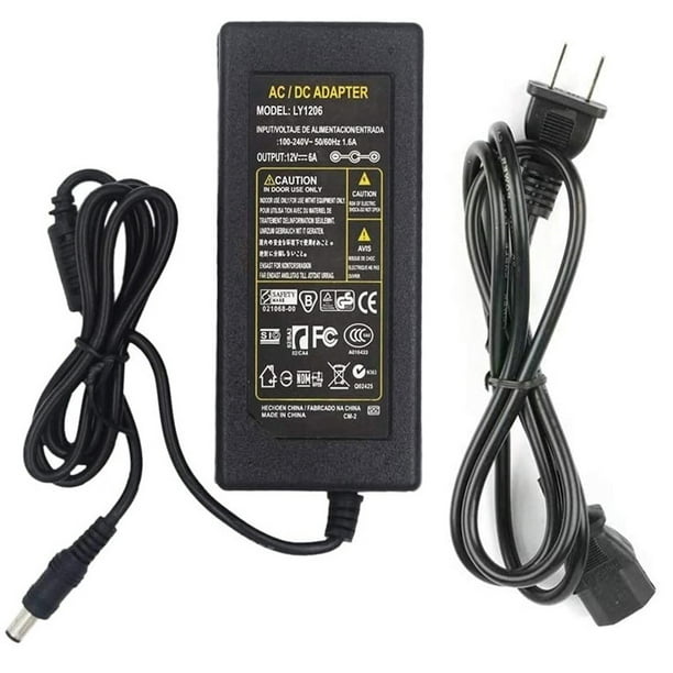 Power Supply Adapter AC 100V-240V to DC 12V 6A With US Power Cord for LED CCTV